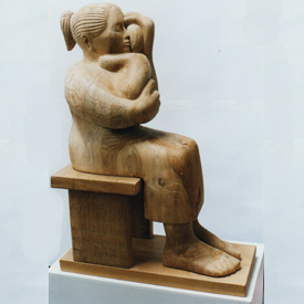 Seated Mother &amp; Child Carving by Rowan Grainger